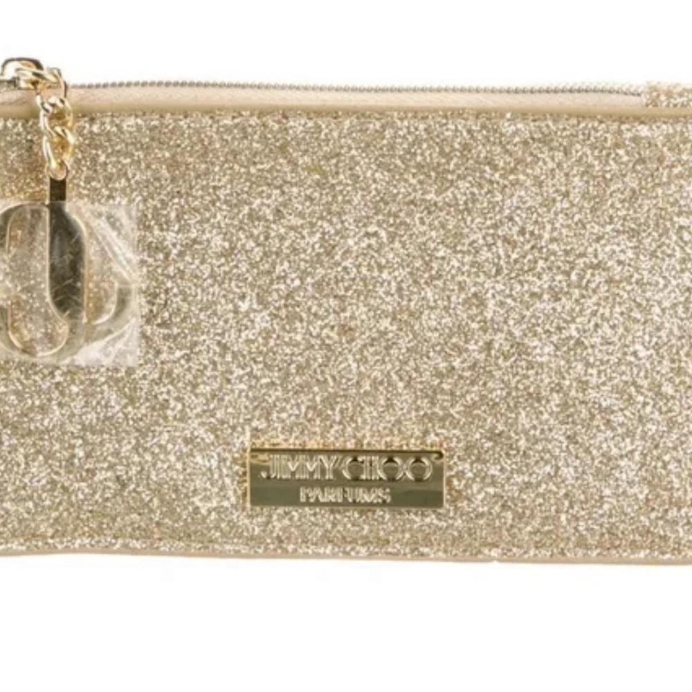 Jimmy Choo Sparkling Gold Cosmetic Bag NEW